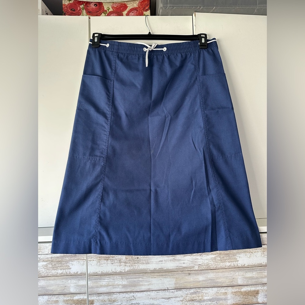 💙 Vintage Jantzen Navy A-Line Drawstring Skirt Size 16 Made in USA